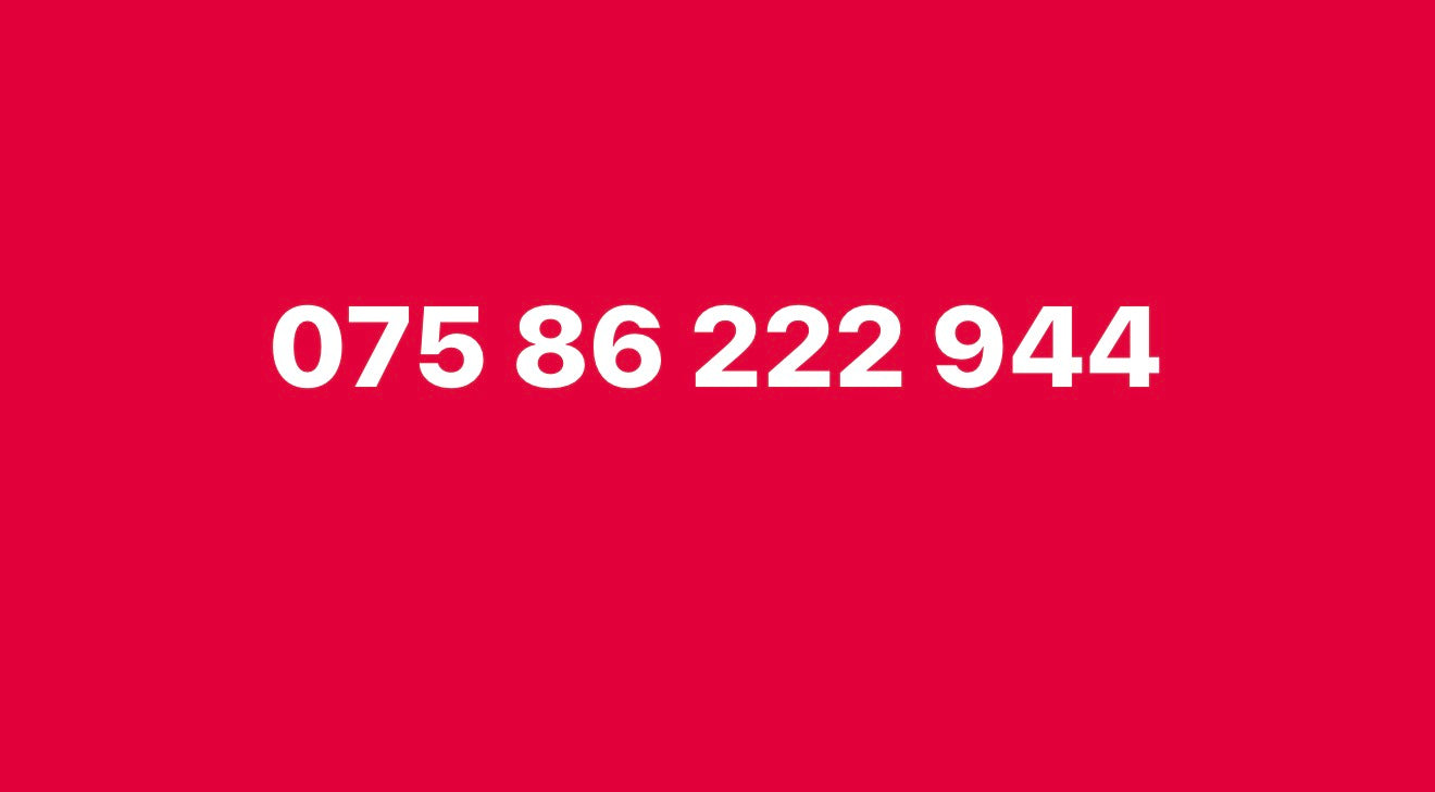 075 86 222 944 UK-vip Easy SIM Card with Patterned Digits-SIM card not activated